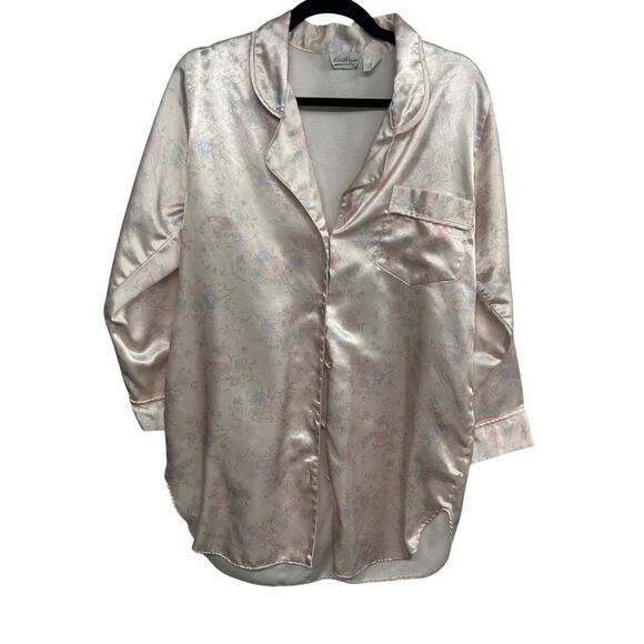 Soft Girl Satin‎ Pajama Top Kathryn Pastel Floral Coquette Size M - Picture 1 of 7